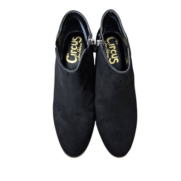 Circus by Sam Edelman Petty Suede Zip Black Block Ankle Bootie Boot - Picture 8 of 14